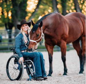 Amberley Snyder in wheelchair with horse