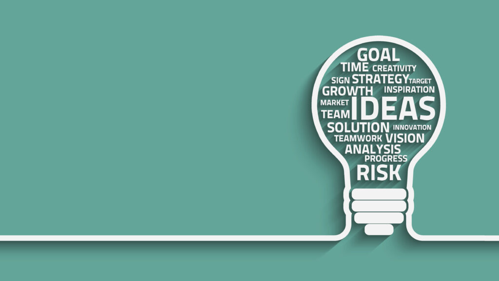 Business concept bulb made with words. Vector Eps10 for your design