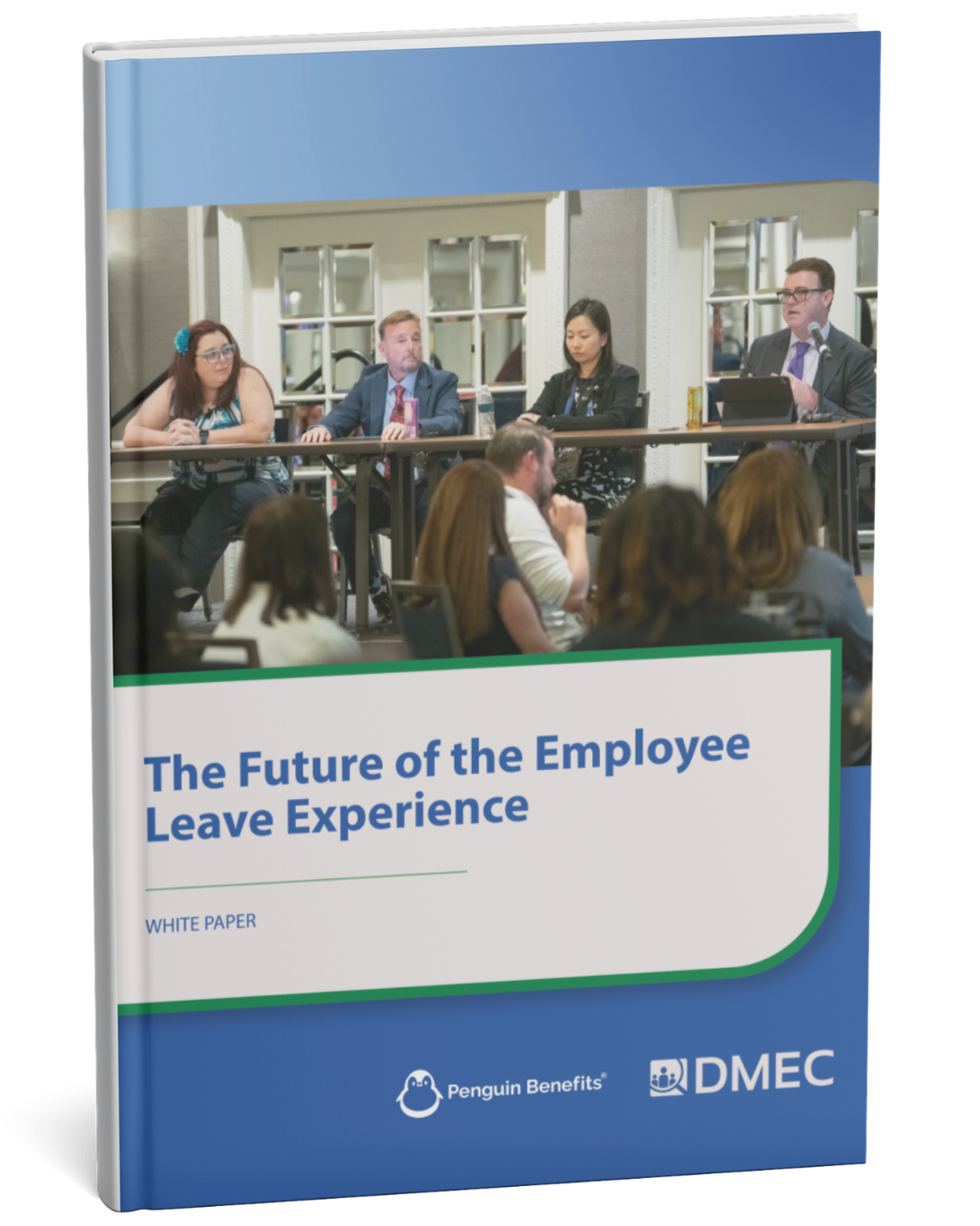 Cover of the white paper 'The Future of the Employee Leave Experience' by DMEC and Penguin Benefits.